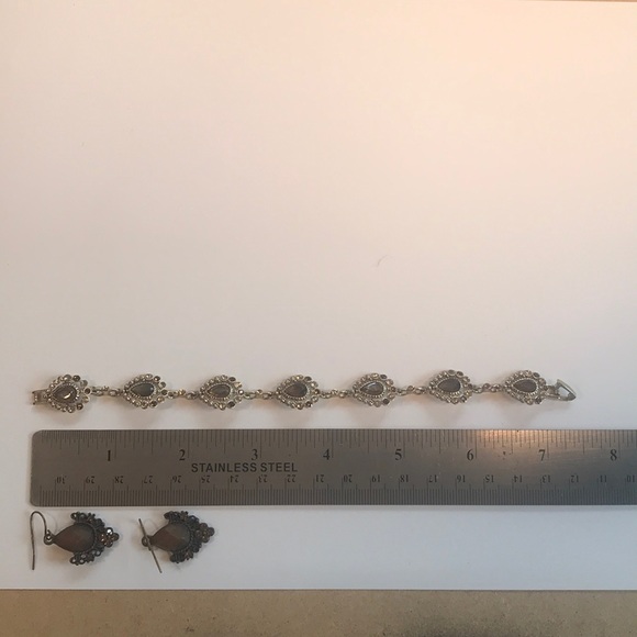 LIZ CLAIBORNE VIntage Brown Stone Earrings and Bracelet Set - Picture 8 of 9